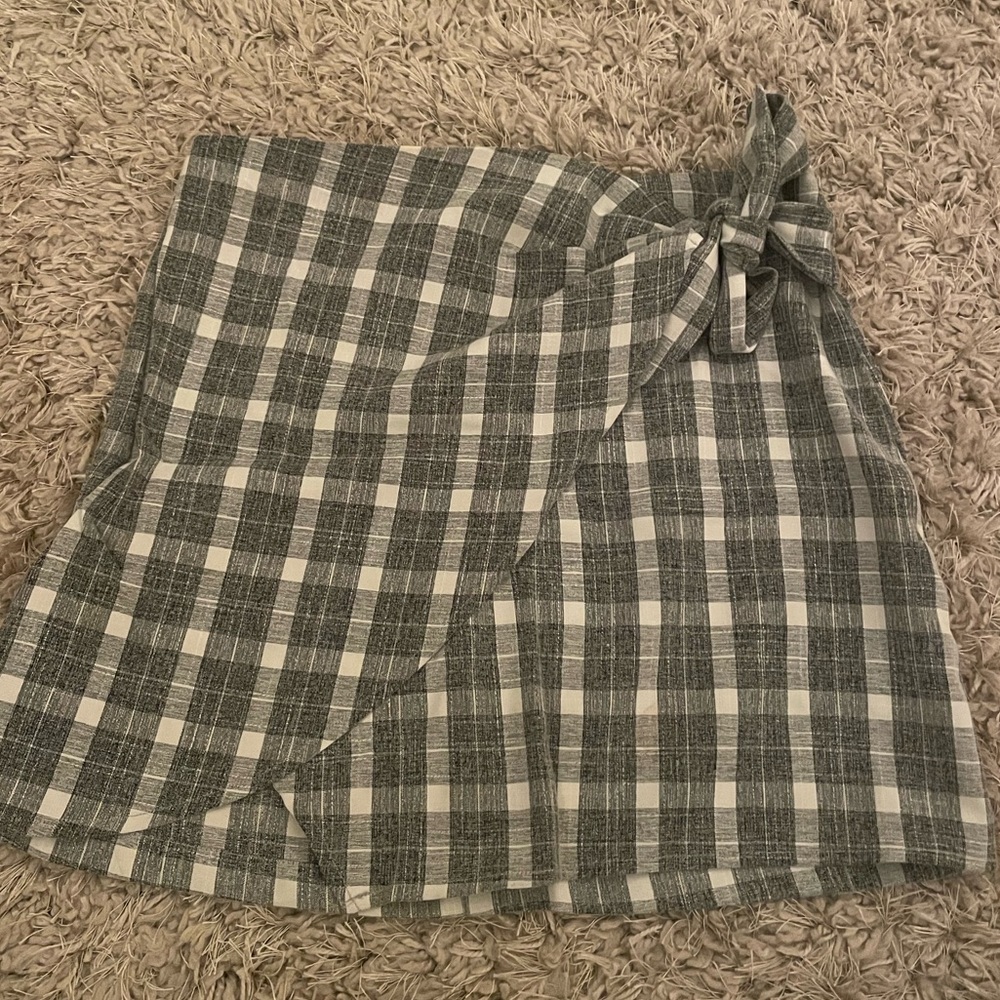 Princess Polly Toby Heart Ginger Plaid Tie Mini Skirt in Gray